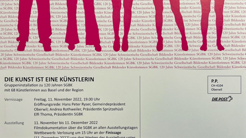 Die Kunst ist eine Künstlerin, Gruppeninstallation zu 120 Jahren SGBK mit 68 Künstlerinnen aus Basel und der Region
